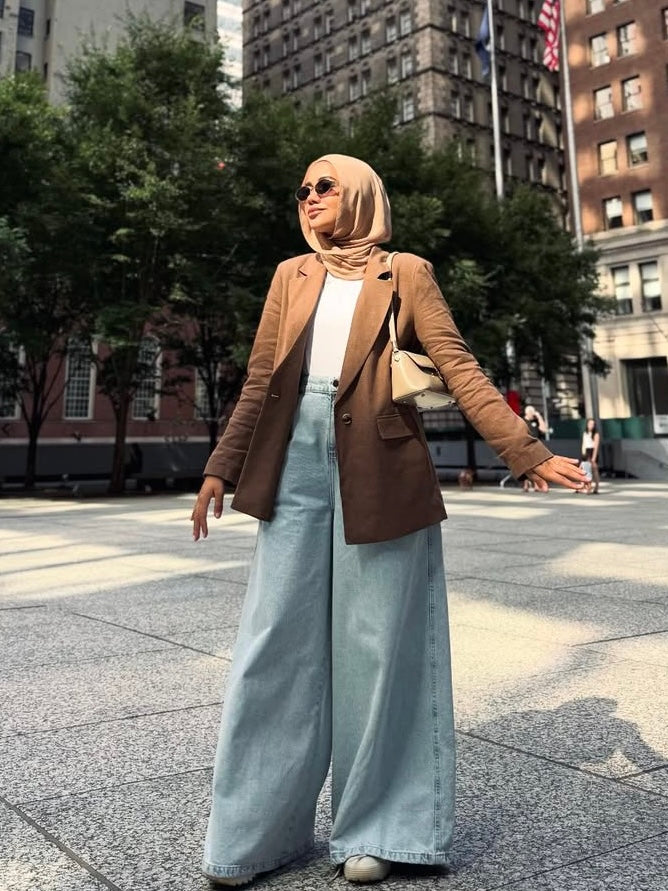 Wide leg denim pants