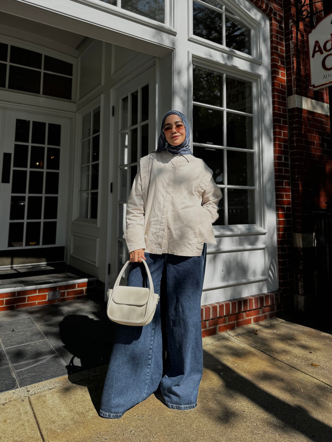 Wide leg denim pants