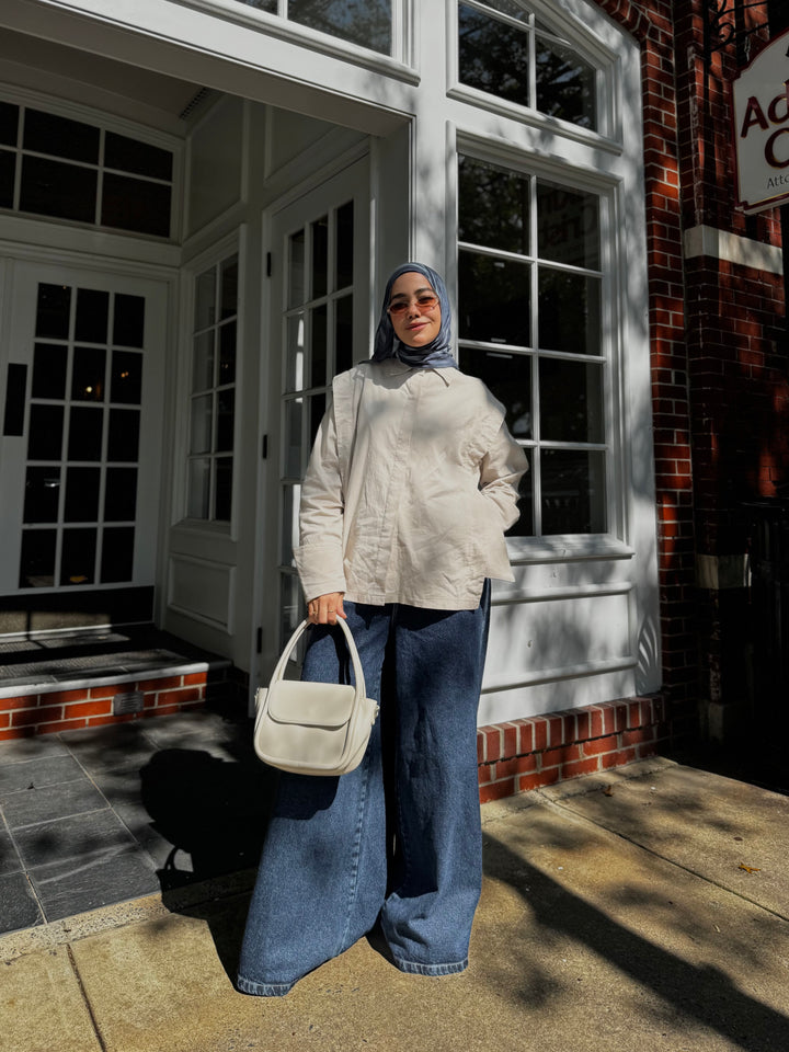 Wide leg denim pants