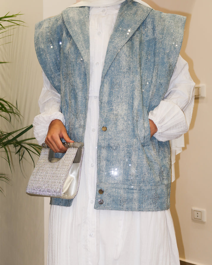Shiny Denim Vest