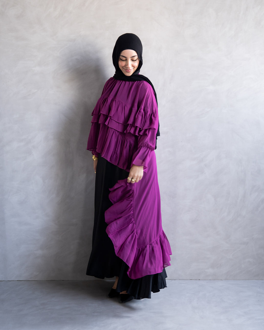 Ruffled Chiffon Cape