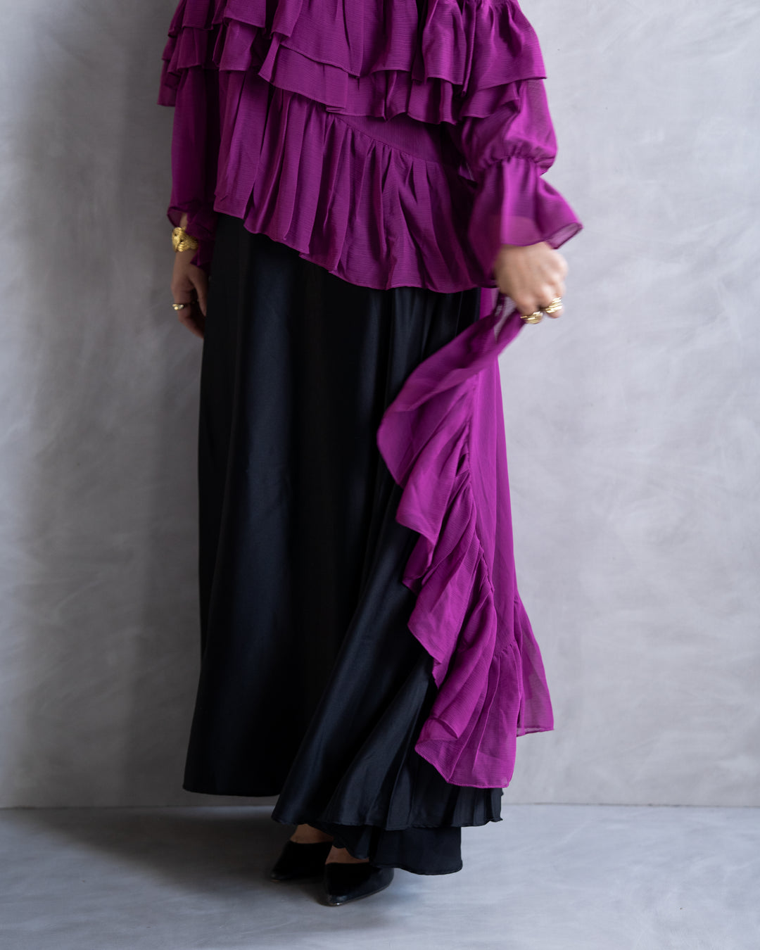 Ruffled Chiffon Cape