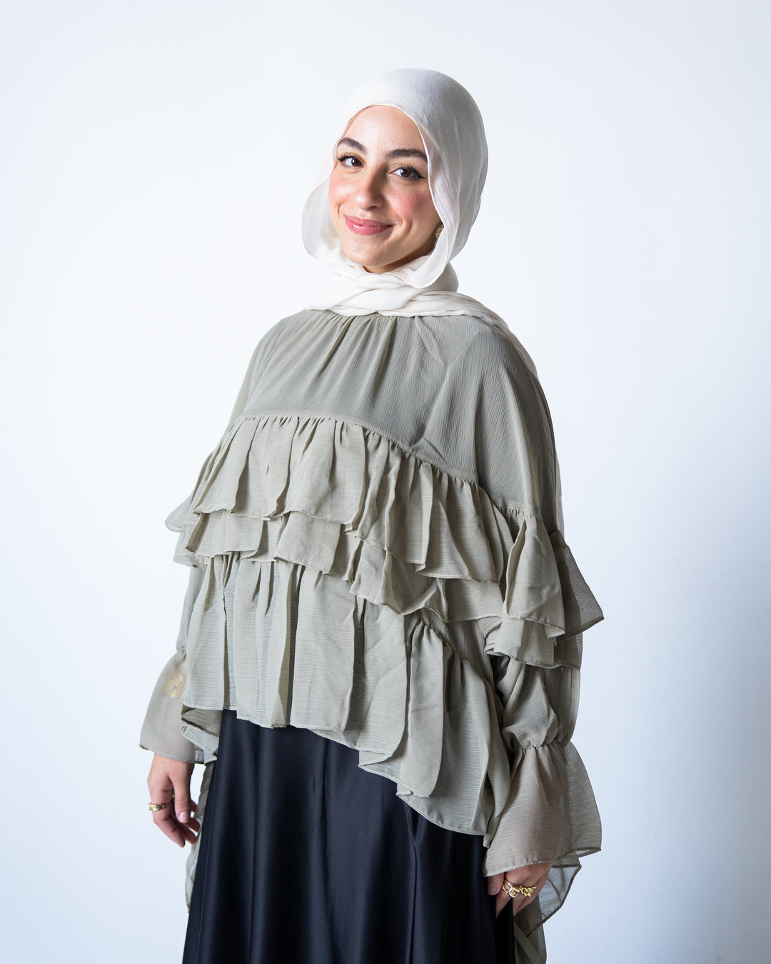 Ruffled Chiffon Cape