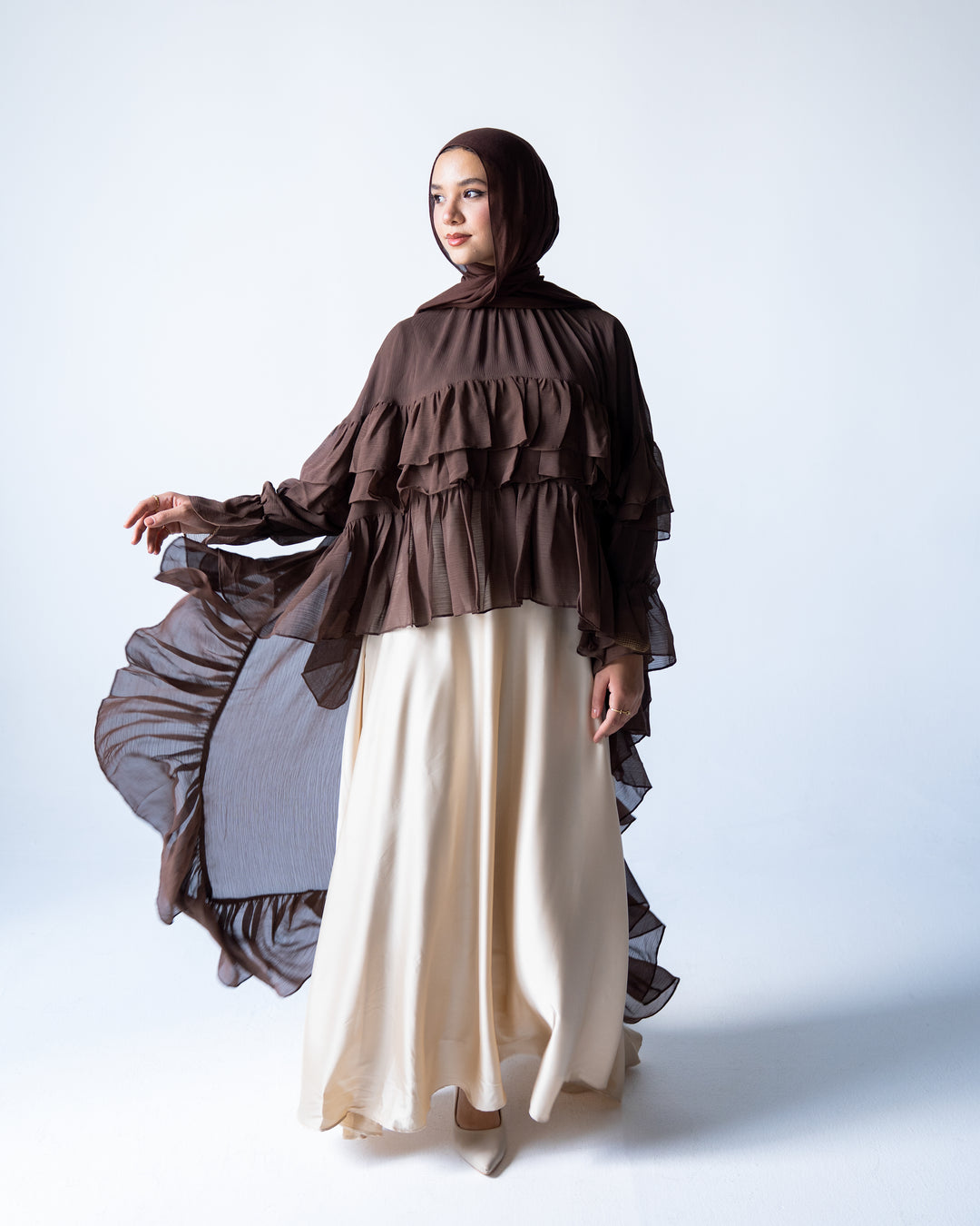 Ruffled Chiffon Cape