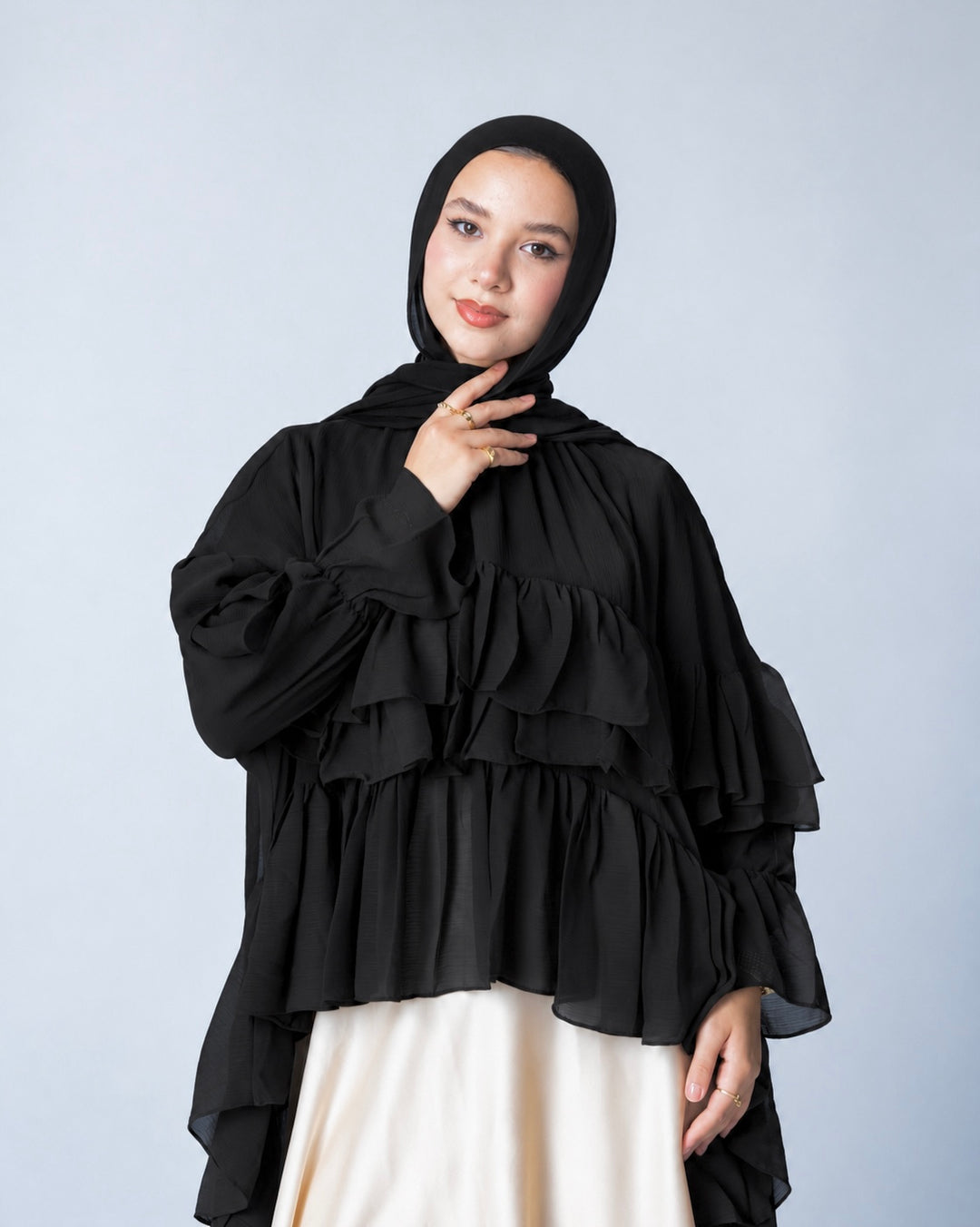 Ruffled Chiffon Cape
