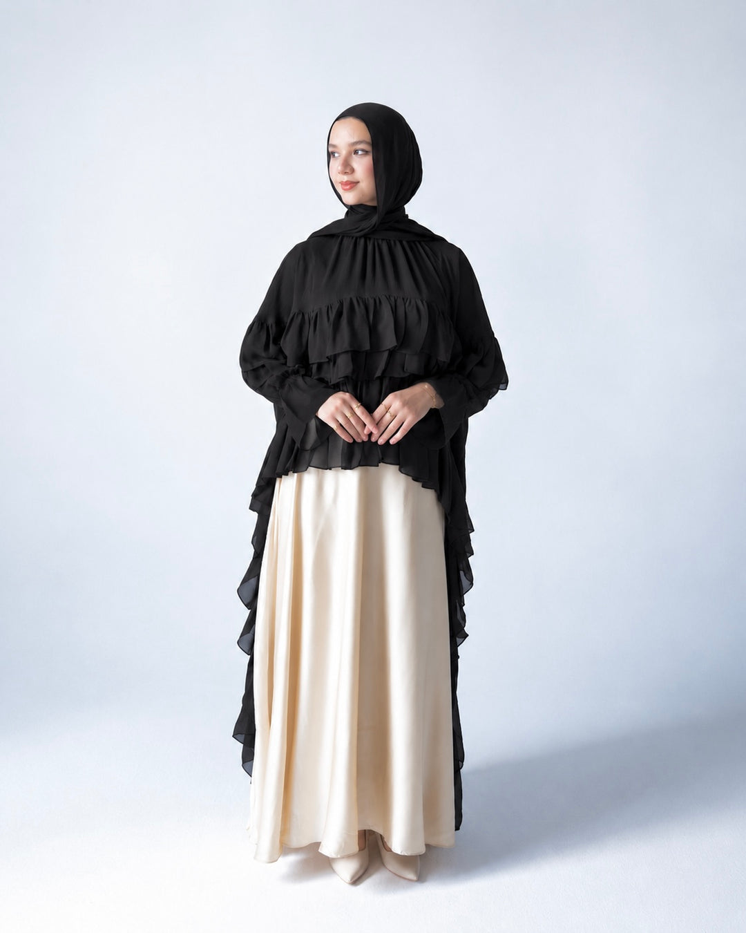 Ruffled Chiffon Cape